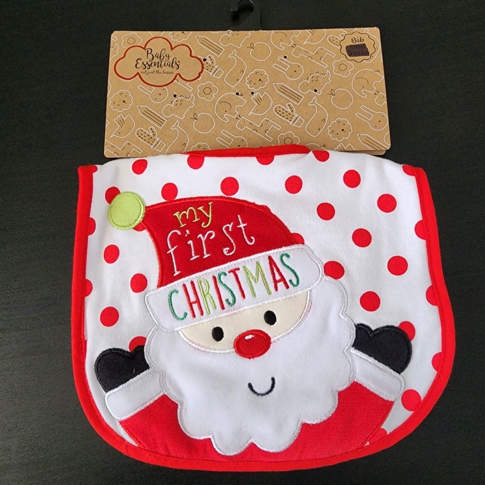 3/$12 ● NWT Baby Essentials Christmas bib sz 0-6m